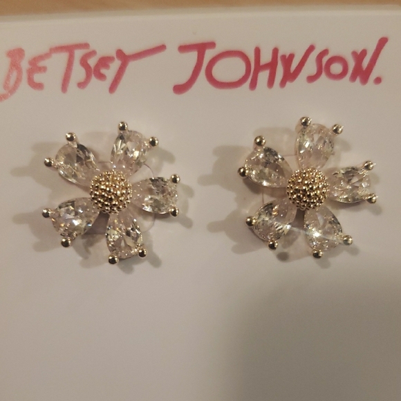 Betsey Johnson Crystal Flower Earrings - Picture 3 of 4